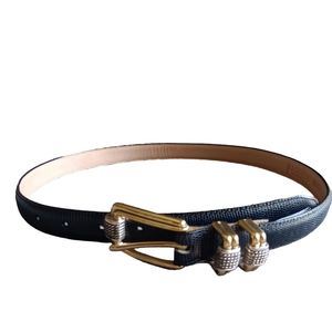 Black Brighton leather brass hardware belt sz M 30